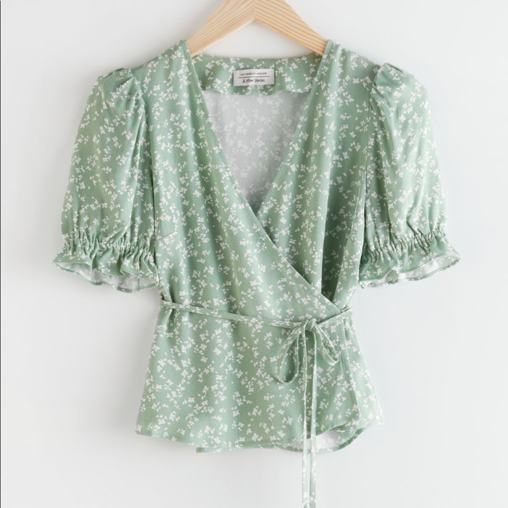 & Other Stories Tie Waist Wrap Blouse